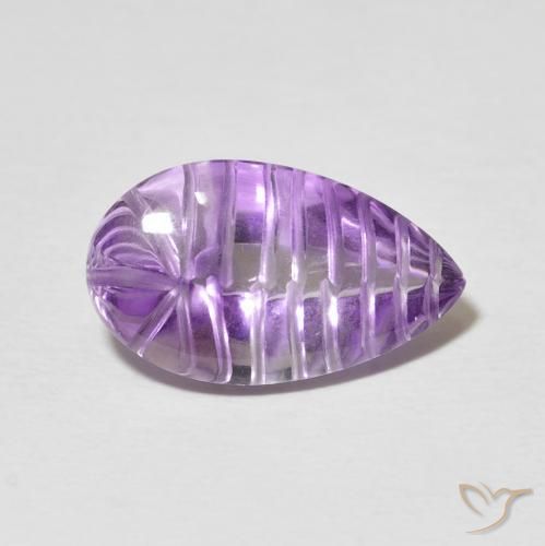 Ametista Medium Light Purplish-Violet Natural 6.22ct, Formato de pêra, Transparente