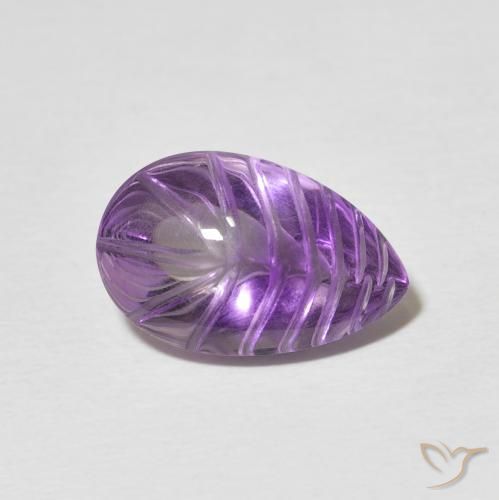 Ametista Medium Light Purplish-Violet Natural 4.40ct, Formato de pêra, Transparente