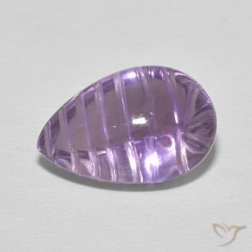 5.34ct Natural Medium Light Purplish-Violet Ametista, Formato de pêra, Transparente