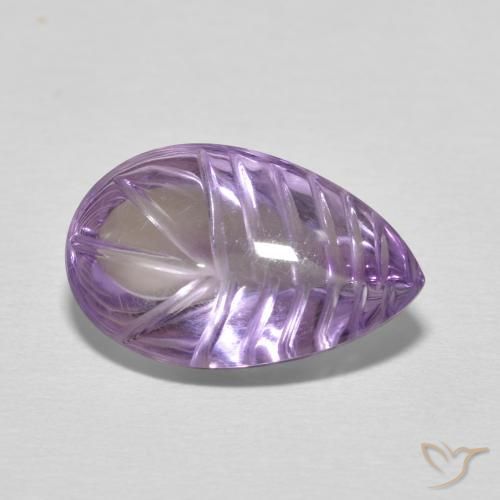 Ametista Medium Light Purplish-Violet Natural 6.21ct, Formato de pêra, Transparente