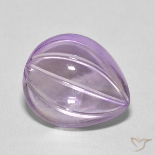 Ametista Light Grayish Pink-Violet Natural 6.78ct, Formato de pêra, Transparente