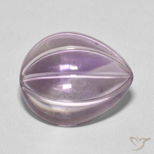 Ametista Light Grayish Pink-Violet Natural 7.52ct, Formato de pêra, Transparente