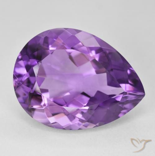 Ametista Medium Light Purplish-Violet Natural 18.42ct, Formato de pêra, VVS