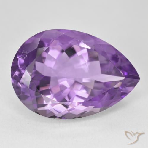 Ametista Violeta Vívido Natural 22.03ct, Formato de pêra, VVS