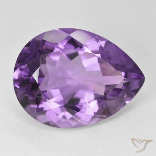Ametista Violeta médio Natural 18.52ct, Formato de pêra, VVS