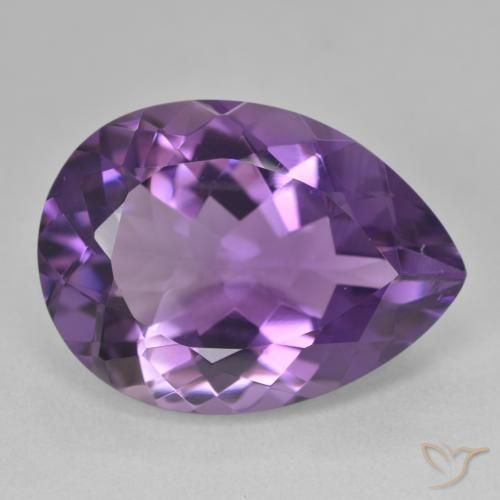 Ametista Violeta médio Natural 15.83ct, Formato de pêra, VVS-VS
