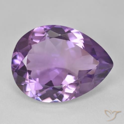 Ametista Medium Light Purplish-Violet Natural 16.99ct, Formato de pêra, VVS-VS