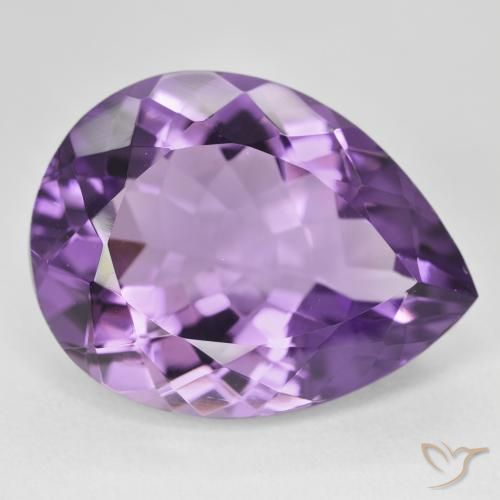 Ametista Medium Light Purplish-Violet Natural 18.07ct, Formato de pêra, VVS