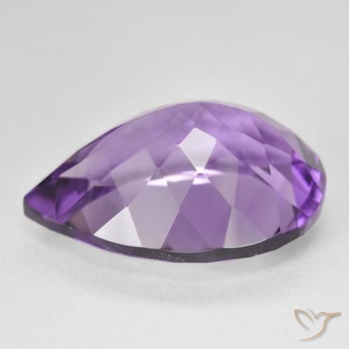 Ametista Medium Light Purplish-Violet Natural 18.07ct, Formato de pêra, VVS