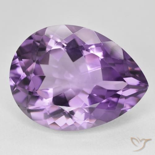 Ametista Medium Light Purplish-Violet Natural 18.17ct, Formato de pêra, VVS