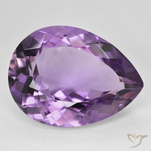 Ametista Medium Light Purplish-Violet Natural 17.29ct, Formato de pêra, VVS