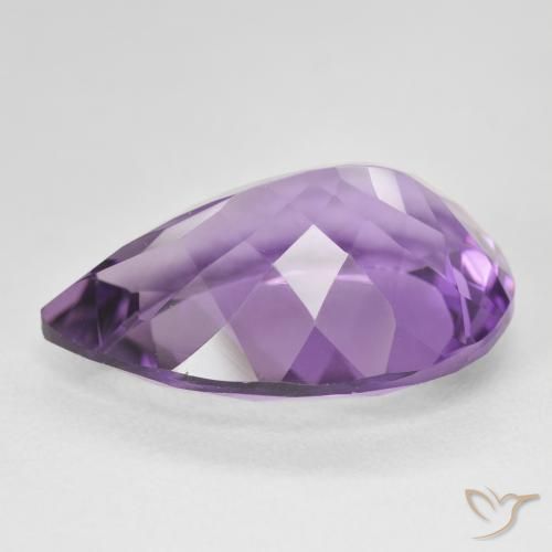 Ametista Medium Light Purplish-Violet Natural 17.29ct, Formato de pêra, VVS