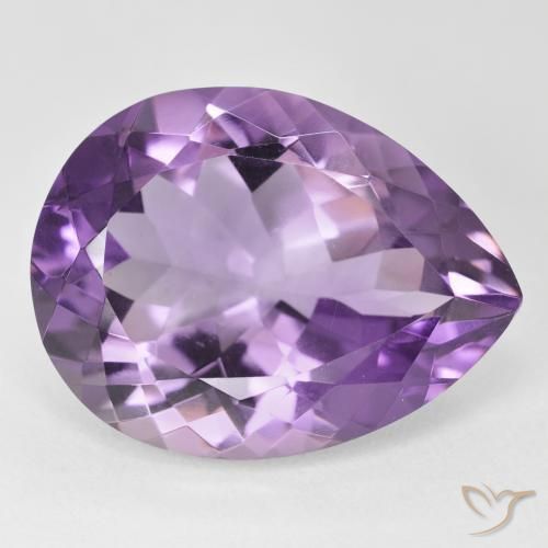 Ametista Violeta-rosa médio Natural 17.65ct, Formato de pêra, VVS