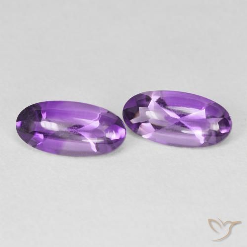 Pedras preciosas de Ametista Violeta médio natural de 2.28 ct, oval, Transparente