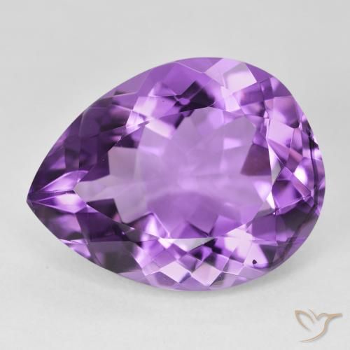 Ametista Medium Dark-Violet Natural 16.83ct, Formato de pêra, VVS