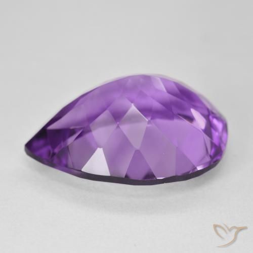 Ametista Medium Dark-Violet Natural 16.83ct, Formato de pêra, VVS