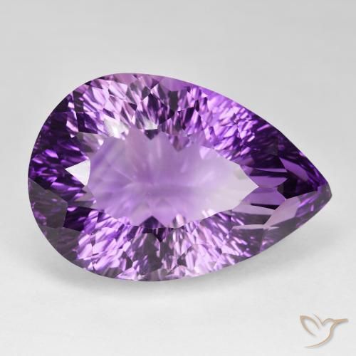 Ametista Violeta Púrpura Médio Natural 79.45ct, Formato de pêra, VVS