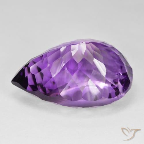 Ametista Violeta Púrpura Médio Natural 79.45ct, Formato de pêra, VVS