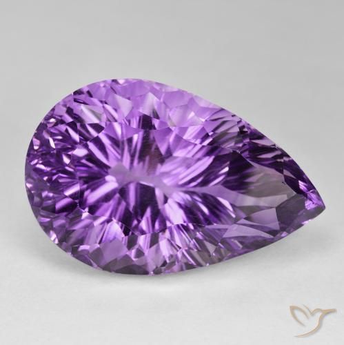 Ametista Violeta médio Natural 86.75ct, Formato de pêra, VVS
