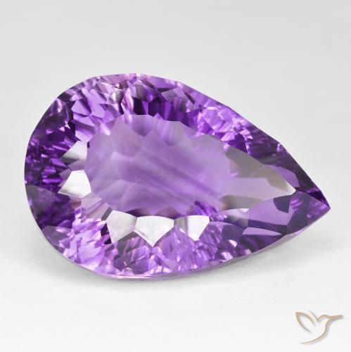 Ametista Violeta Intenso Natural 62.94ct, Formato de pêra, VVS