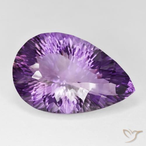 Ametista Violeta Vívido Natural 64.82ct, Formato de pêra, IF