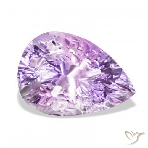 Ametista Violeta Rosado Médio Natural 46.63ct, Formato de pêra, VVS