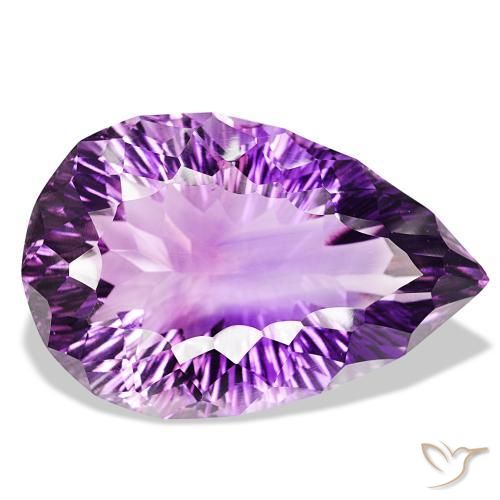 Ametista Violeta Claro-Médio Natural 127.01ct, Formato de pêra, IF