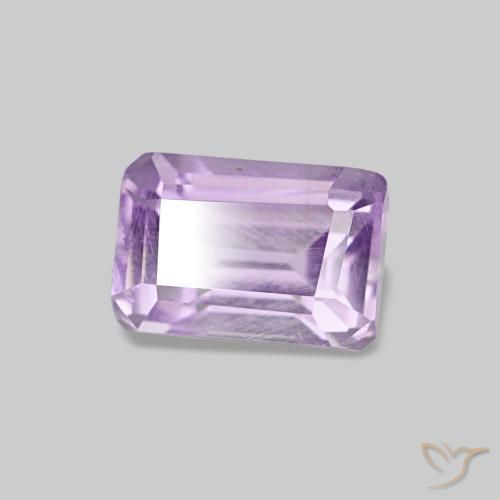 Ametista violeta rosado claro natural 0,67ct, corte esmeralda, VS
