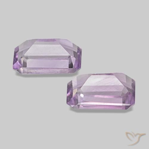 Pedras preciosas de ametista violeta rosado claro natural de 1,10 ct, corte esmeralda, VS
