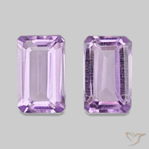 Pedras preciosas de Ametista Violeta rosado natural de 0,60 ct, Corte Esmeralda, VS