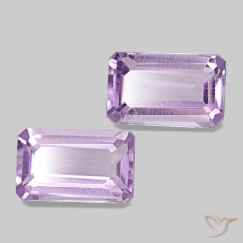Pedras preciosas de Ametista Violeta rosado natural de 0,60 ct, Corte Esmeralda, VS