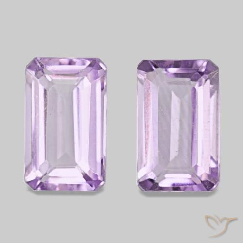 Pedras preciosas de Ametista Violeta claro natural de 0.57 ct, Corte Esmeralda, VS