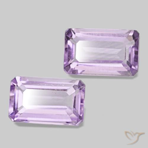 Pedras preciosas de Ametista Violeta claro natural de 0.57 ct, Corte Esmeralda, VS