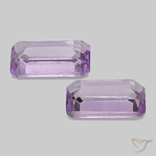 Pedras preciosas de Ametista Violeta claro natural de 0.57 ct, Corte Esmeralda, VS
