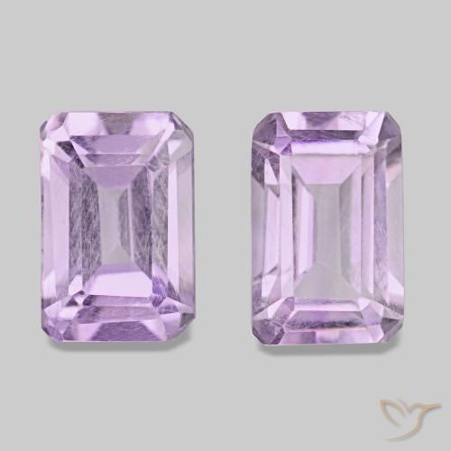 Pedras preciosas de Ametista Violeta rosado claro natural de 1.14 ct, Corte Esmeralda, VS