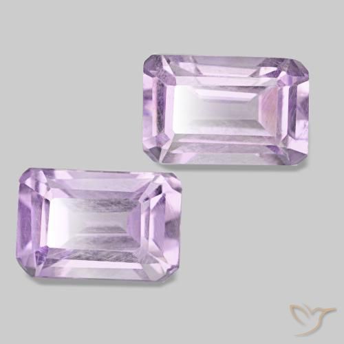 Pedras preciosas de Ametista Violeta rosado claro natural de 1.14 ct, Corte Esmeralda, VS