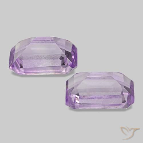Pedras preciosas de Ametista Violeta rosado claro natural de 1.14 ct, Corte Esmeralda, VS