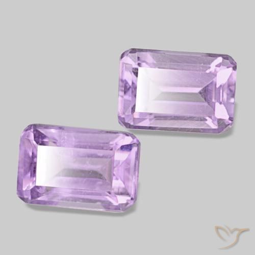 Pedras preciosas de Ametista Violeta rosado natural de 1.22 ct, Corte Esmeralda, VS