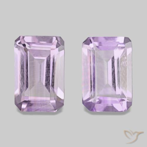 Pedras preciosas de Ametista Violeta rosado claro natural de 1.03 ct, Corte Esmeralda, VS