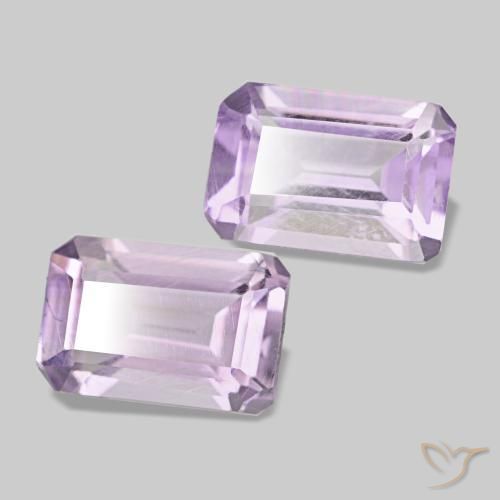 Pedras preciosas de Ametista Violeta rosado claro natural de 1.03 ct, Corte Esmeralda, VS
