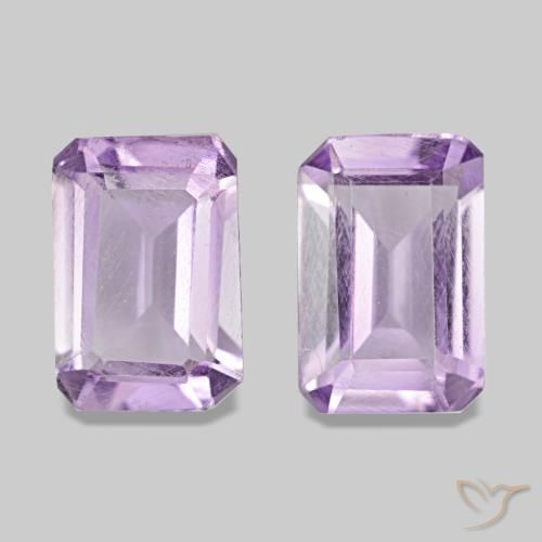 Pedras preciosas de ametista violeta rosado claro natural de 0,92 ct, corte esmeralda, VS