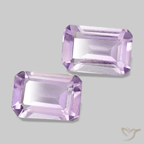 Pedras preciosas de ametista violeta rosado claro natural de 0,92 ct, corte esmeralda, VS