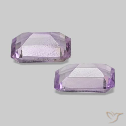 Pedras preciosas de ametista violeta rosado claro natural de 0,92 ct, corte esmeralda, VS