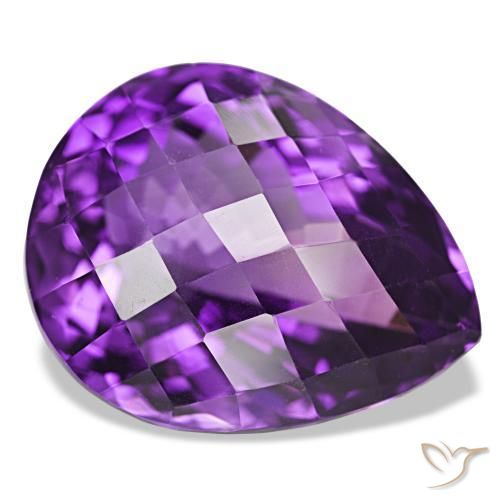 Ametista Violeta médio Natural 39.01ct, Formato de pêra, VVS-VS