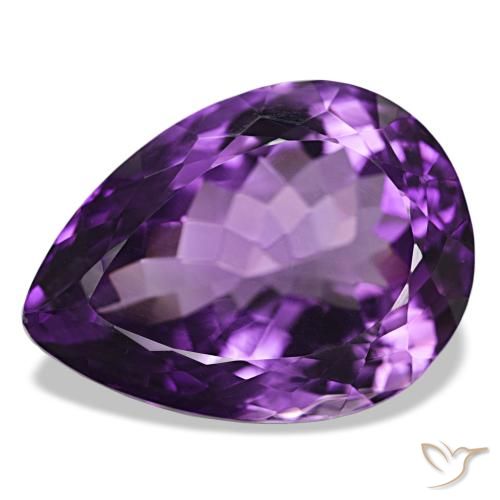 Ametista Violeta médio Natural 34.18ct, Formato de pêra, VVS