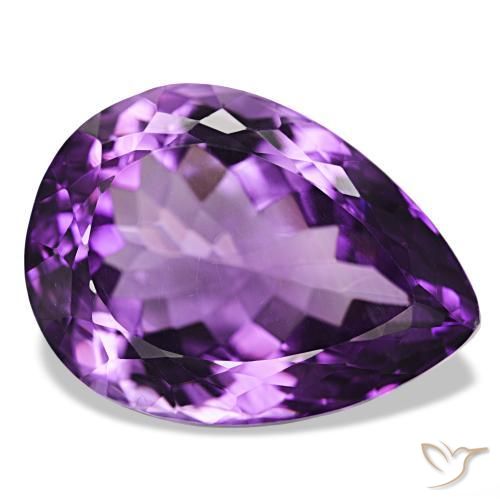Ametista Violeta médio Natural 34.18ct, Formato de pêra, VVS