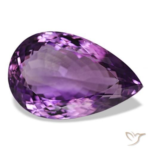 Ametista Violeta Púrpura Natural 47.41ct, Formato de pêra, VVS