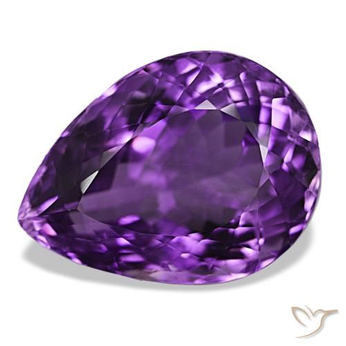 Ametista Violeta médio Natural 30.80ct, Formato de pêra, VVS