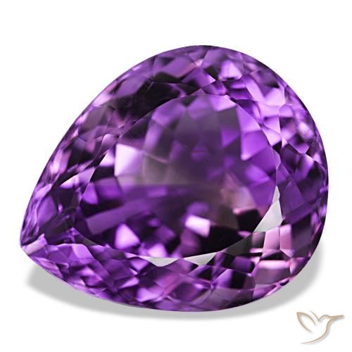 Ametista Medium Dark-Violet Natural 32.61ct, Formato de pêra, VVS