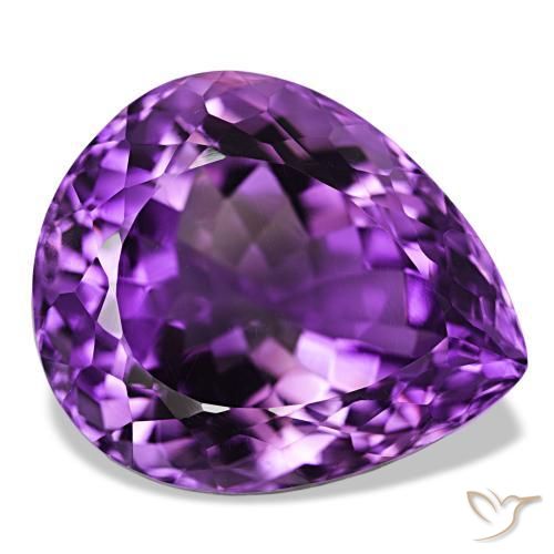 Ametista Medium Dark-Violet Natural 32.61ct, Formato de pêra, VVS